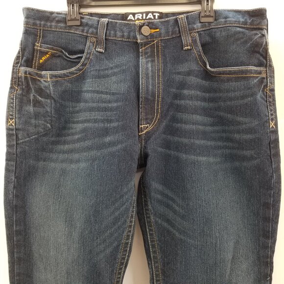 Ariat Rebar M4 Low Rise Boot Men's 38x30 Dark Wash Denim Western Blue Jeans - Picture 5 of 10